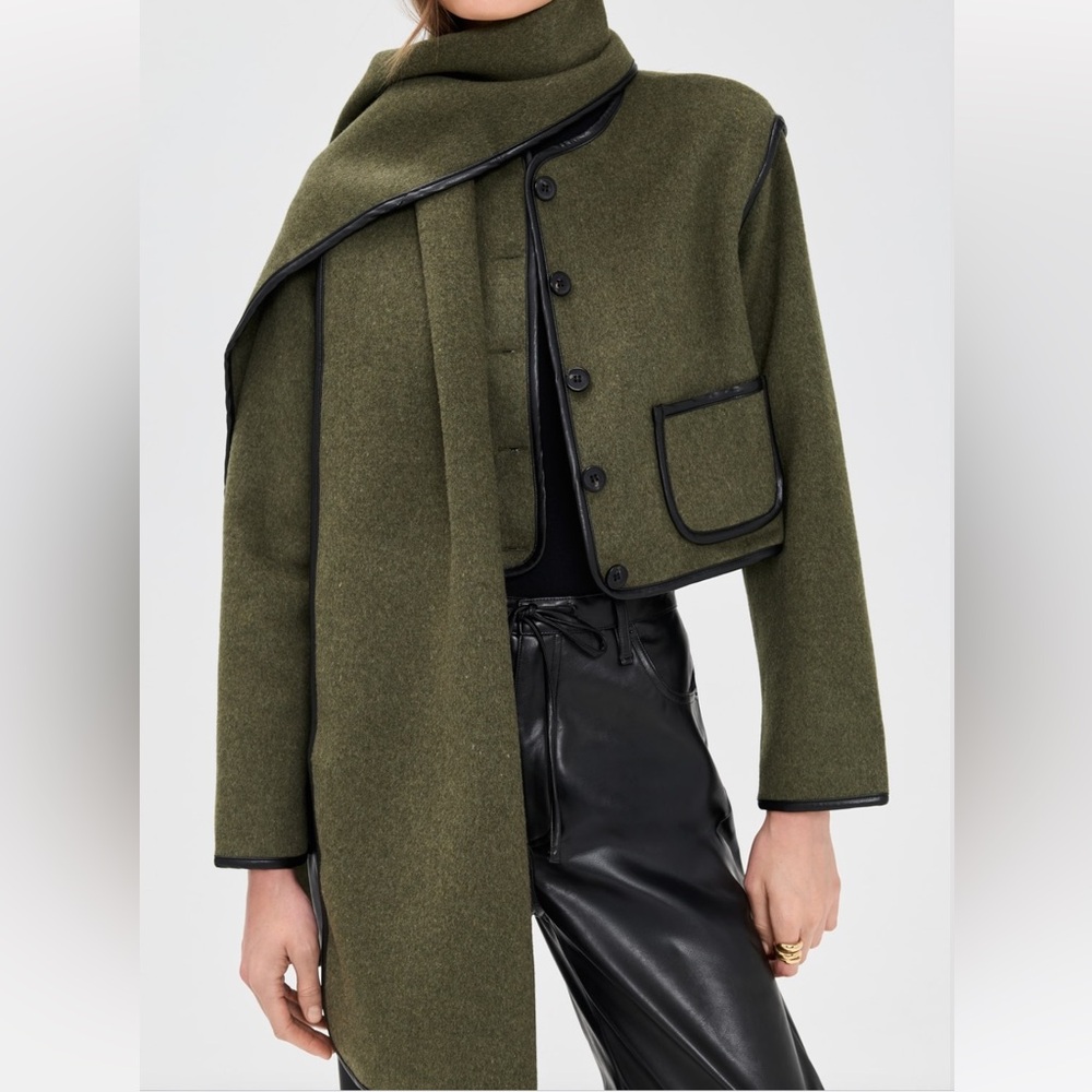 NWT Moon River Faux Leather Trim Button Down Jacket